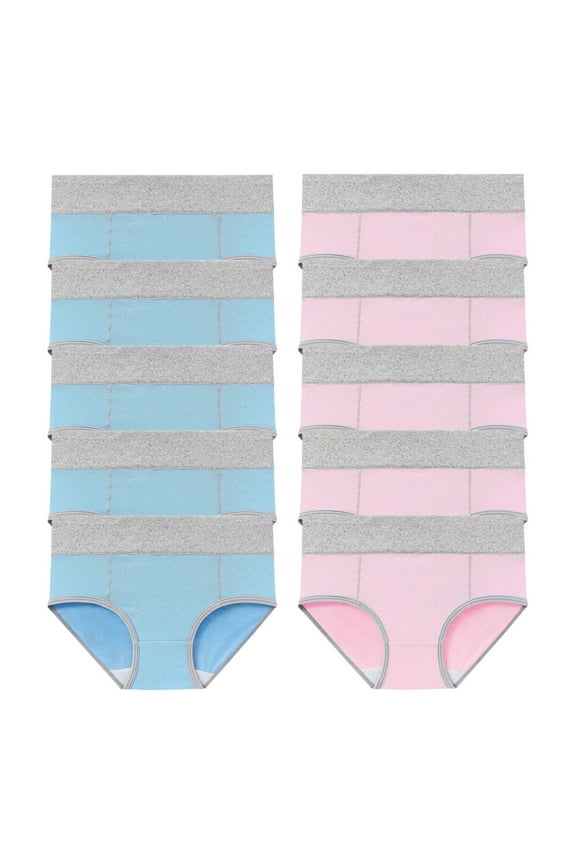 QQAMB 10 PC Cotton Briefs for Women Plus Size High Waisted Soft Breathable Underwear Panties Full Coverage Everyday Wear Briefs