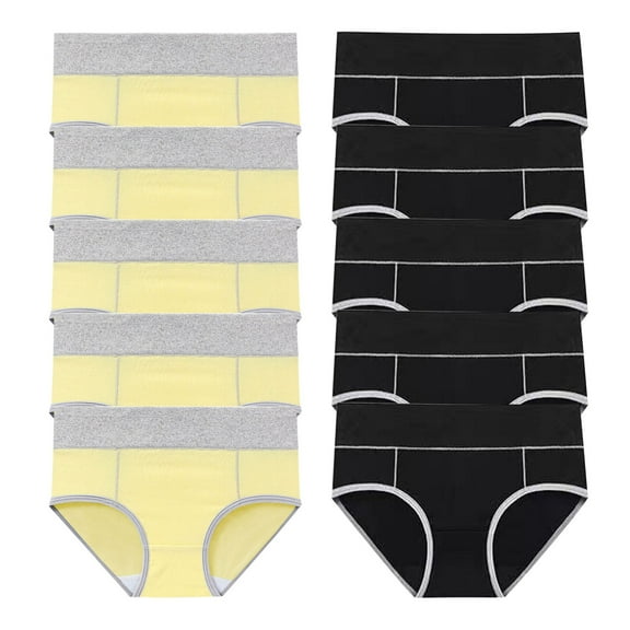 QQAMB 10 PC Cotton Briefs for Women Plus Size High Waisted Soft Breathable Underwear Panties Full Coverage Everyday Wear Briefs