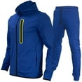 thumbnail image 1 of QQAMB 2 Piece Tracksuit Outfits for Men Fashion Colorblock Zipper Hoodie Jacket Matching Jogging Hiking Sweatsuit, 1 of 5