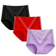 thumbnail image 1 of QQAMB 3PCs Women's Briefs High Waisted Cotton Underwear Soft Breathable Full Coverage Stretch Briefs Ladies Panties Plus Size, 1 of 2