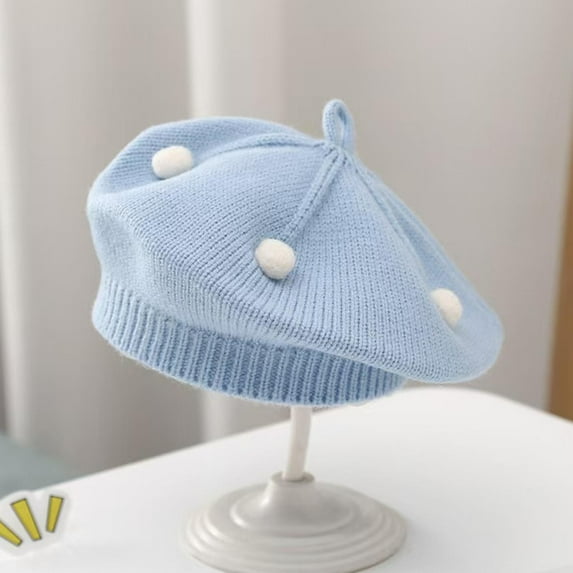 QQAMB Baby Beret Hat Toddler Winter Knitted Beanie Cap with Cute Flower Little Girls Cotton Hat for 3-48 Months