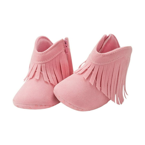 QQAMB Baby Boy Baby Girl Cowboy/Cowgirls Boots Tassel Booties Side Zipper Moccasins Soft Bottom Non-Slip Toddler Shoe