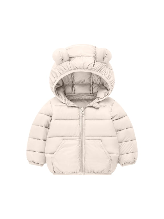 QQAMB Baby Boys Girls Winter Coats Toddler Bear Hoods Down Jacket Infant Kids Light Puffer Padded Outwear,5 Years