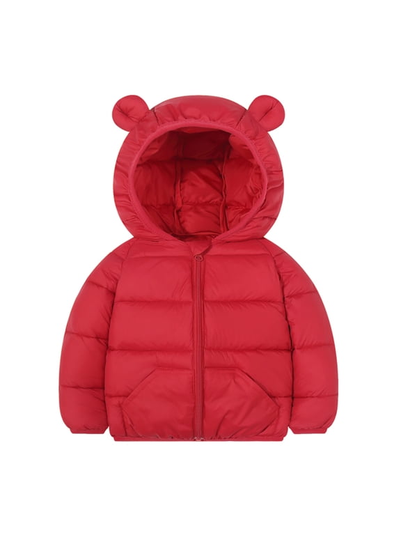 Boys Girls Winter Coats Toddler Bear Hoods Down Jacket Kids Light Puffer Padded Outwear,6 Years