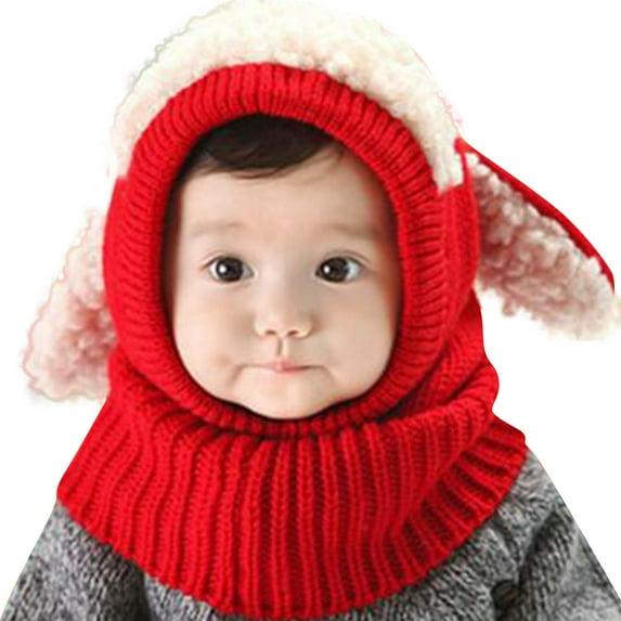 QQAMB Baby Girls Boys Winter Hat Scarf Earflap Hoodie Scarves Skull Cap