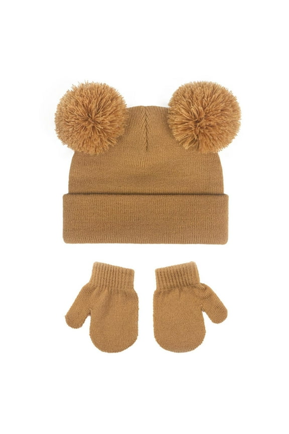 Baby Winter Hat Mittens Set Toddler Beanie Hats Girl Boy with Gloves Beanie for Kids Knit Warm for Boys Girls