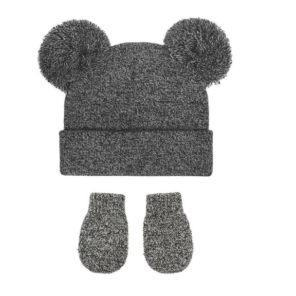 QQAMB Baby Winter Hat Mittens Set Toddler Beanie Hats Girl Boy with Gloves Beanie for Kids Knit Warm for Boys Girls