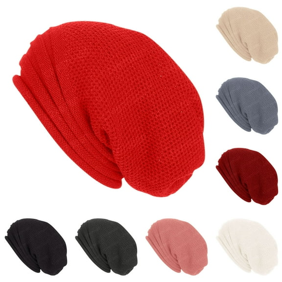 QQAMB Beanie Hat Slouchy Cap Winter Warm Headwear Stretch Knitted Hats Casual Loose Caps Outdoor for Women Men