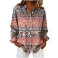 thumbnail image 1 of QQAMB Blouse for Women Plus Size Lapel Dressy Floral Printed Loose Long Sleeve Button Down Shirts Going Out Business Casual Tops, 1 of 6