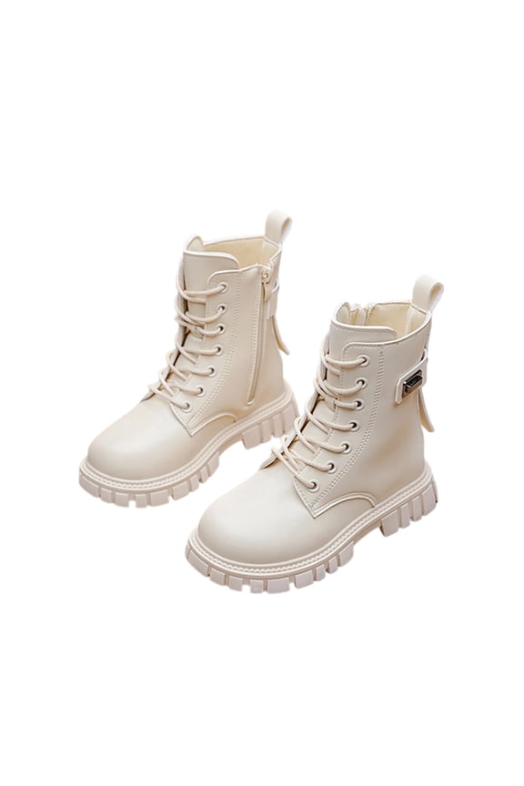 Boots For Girls Fall Shoes Lace Up Riding Boots Mid Calf Boots Cute Boot Pu Leather Waterproof Fashion Goth Cowboy Goth Side