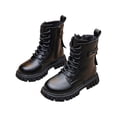 thumbnail image 1 of QQAMB Boots For Girls Fall Shoes Lace Up Riding Boots Mid Calf Boots Cute Boot Pu Leather Waterproof Fashion Goth Cowboy Goth Side, 1 of 8