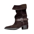 thumbnail image 1 of QQAMB Boots for Women Western Flock Cowboy with Belt Buckle and Chunky Heel for A Stylish Fall Winter Look, 1 of 8