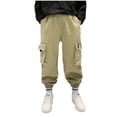 thumbnail image 1 of QQAMB Boys Cargo Pants Elastic Waist Casual Loose Straight Leg Jogging Bottoms Elastic Kids Cargo Joggers,5 Years, 1 of 5