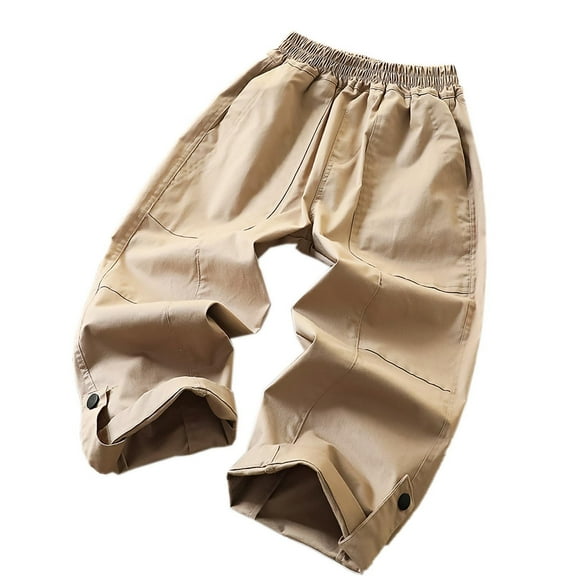 QQAMB Boys Cargo Pants Thin Baggy Elastic Waisted Solid Color Wide Leg Casual Trousers Kids Workout Trousers,12 Years