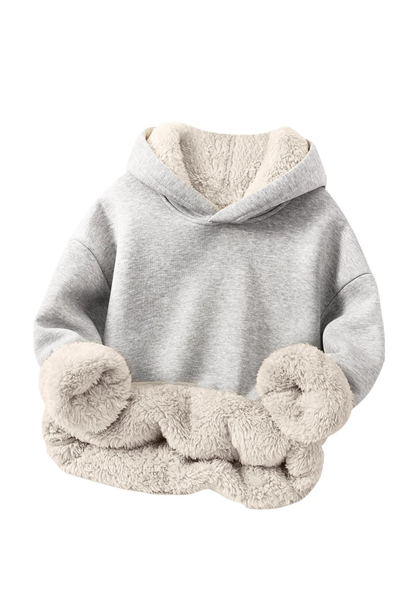 Boys Girls Hoodies Sherpa Lined Fleece Pullover Sweatshirt Thick Sweatshirts Thermal Sweater Winter Warm Top,5 Years