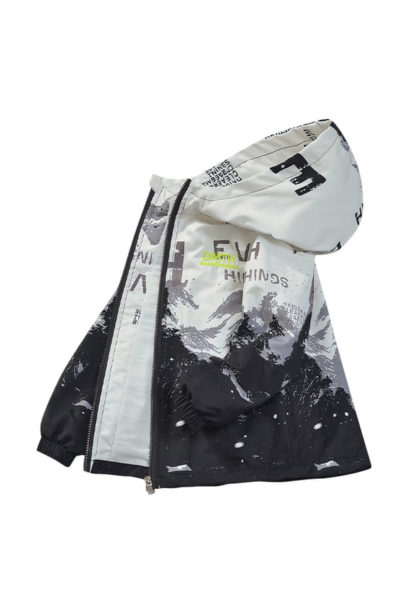 Boys Rain Jackets Cotton Waterproof Zip Up Hooded Lightweight Windbreaker Coats for Kids