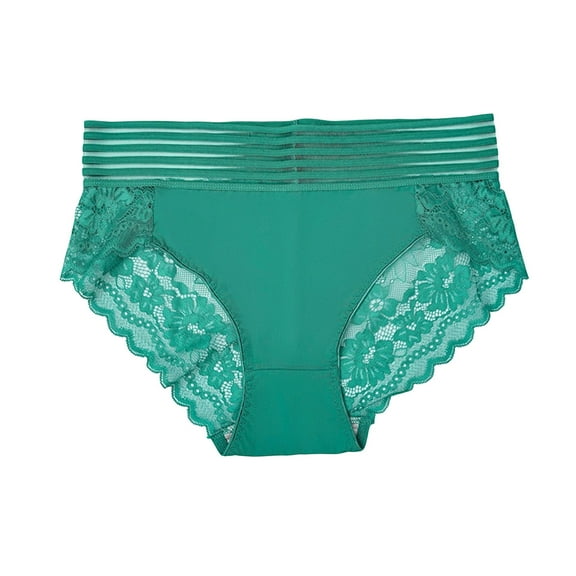 QQAMB Briefs for Womens Plus Size High Waist Lace Hollow Out Underwear Cotton Panty See Through Panties Underpant