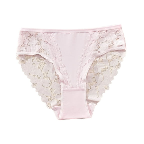 QQAMB Briefs for Womens Plus Size High Waist Lace Hollow Out Underwear Cotton Panty See Through Panties Underpant