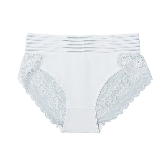 QQAMB Briefs for Womens Plus Size High Waist Lace Hollow Out Underwear Cotton Panty See Through Panties Underpant