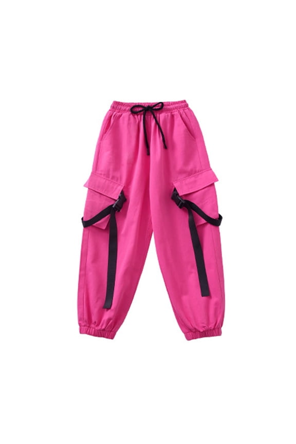 Cargo Pants for Boys Girls Hip Hop Dance Wide Leg High Elastic Waisted Jogger Sweatpants Streetwear Active Pants,7 Years