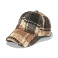 thumbnail image 1 of QQAMB Check Baseball Cap Faux Lamb Wool Teddy Winter Warm Fleece Adjustable Outdoor Cap, 1 of 2