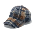 thumbnail image 1 of QQAMB Check Baseball Cap Faux Lamb Wool Teddy Winter Warm Fleece Adjustable Outdoor Cap, 1 of 2