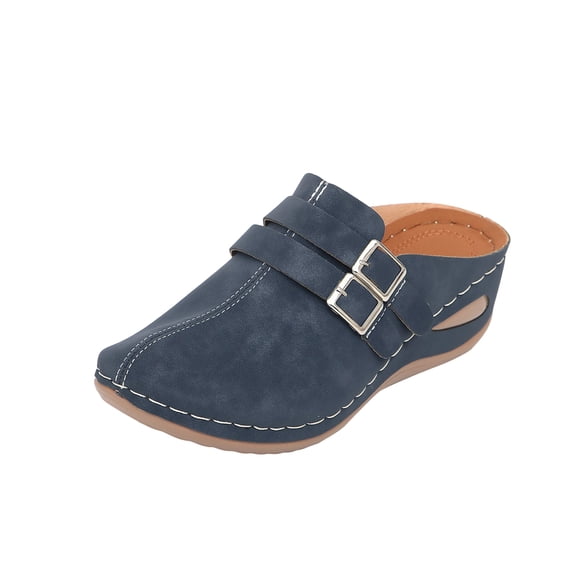 QQAMB Closed Toe Wedges Sandals for Women Slip on Shoes with Arch Support Slides Comfortable Casual Footwear Orthopedic Sandal