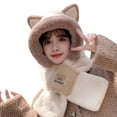 thumbnail image 1 of QQAMB Cute 2 in 1 Hat and Scarf Set, Integrated Ear Protection Windproof Cap, Women Winter Warm Hat With Ear Guard, 1 of 3