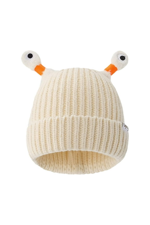 Cute and Funny Knitted Beanie, Cartoon Glowing Little Monster Knit Hat with Eyes, Retractable Tentacles Beanie
