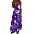 thumbnail image 1 of QQAMB Dresses for Women Floral Spaghetti Strap Sundress Casual Summer Maxi Dress V-Neck Boho Dresses Trendy Beach Outfits Purple L, 1 of 5
