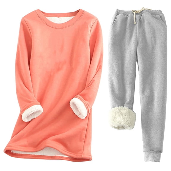 QQAMB Flannel Pajamas Set for Women Soft Comfy Fleece Pjs Pullover Pants Loose Plush Sleepwear Fuzzy Loungewear for Winter