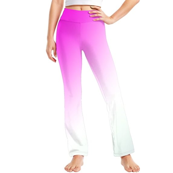 QQAMB Flare Leggings for Teen Girls Gradient Color High Waist Yoga Pants Bootcuts Pants Soft Workout Pant