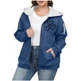 thumbnail image 1 of QQAMB Fleece Jackets For Women Plus Size Zip Up Sherpa Lined Hoodie Heart Graphic Casual Hooded Sweatshirt Warm Thick Winter Coats Navy 5XL, 1 of 5