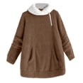 thumbnail image 1 of QQAMB Fuzzy Sherpa Pullover for Women High Neck 1/4 Zip Sweaters Comfortable Plush Warm Winter Tunic Tops with Pocket, 1 of 7