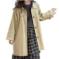 thumbnail image 1 of QQAMB Girl's Trench Coat British Style Kids Double Breasted Overcoat Lapel Collar Long Jacket Mid Length Trendy Winter, 1 of 8
