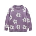 thumbnail image 1 of QQAMB Girls Fall Sweaters Flower Pattern Casual Crewneck Long Sleeve Knit Pullover Tops for Kids,8 Years, 1 of 8