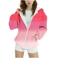 thumbnail image 1 of QQAMB Girls Hoodies Sherpa Lined Fleece Thermal Jacket Full Zip Long Sleeve Sweatshirts Gradient Color Shirts Coat,6-7Years, 1 of 4