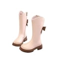 thumbnail image 1 of QQAMB Girls Knee Length Boots Mid Calf Riding Boots PU Leather Zipper Punk Goth Boot Fall Winter Bowknot Boot Little Big Kid, 1 of 5