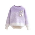 thumbnail image 1 of QQAMB Girls Sweaters Cute Tulip Appliques Crewneck Long Sleeve Kids Fall Winter Cozy Knit Pullover Jumper Tops,9 Years, 1 of 3