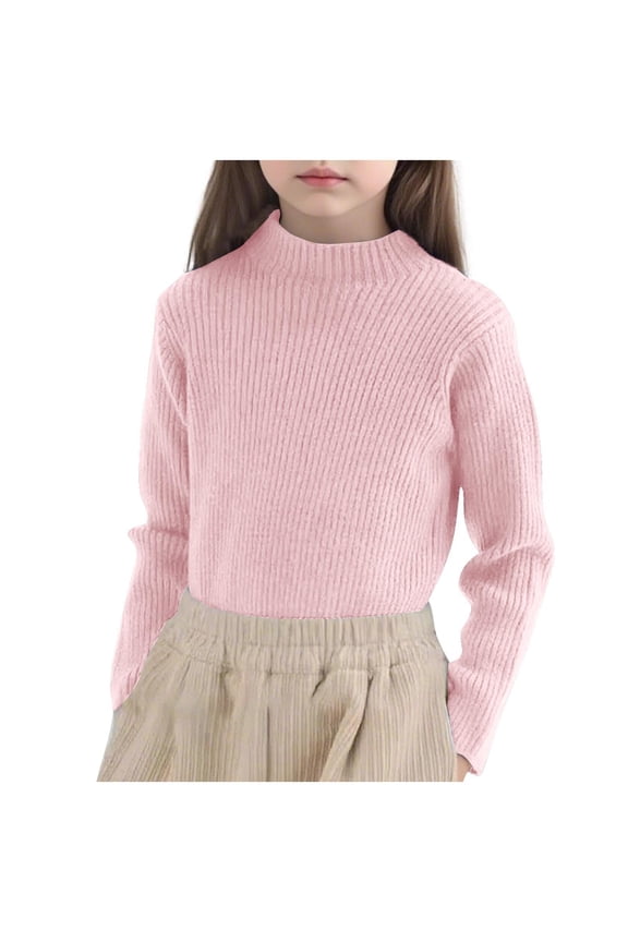 Girls Sweaters Fall Trendy High Neck Long Sleeve Sweater Tops Casual Cotton Cable Knit Pullover Tween,12 Years