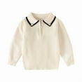thumbnail image 1 of QQAMB Girls Sweaters Turndown Collar 1/4 Zipper Knitted Solid Color Long Sleeve Pullover Tops,5 Years, 1 of 7