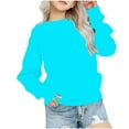 thumbnail image 1 of QQAMB Girls Sweatshirts Casual Crewneck Solid Color Long Sleeve Sweatshirt Cute Loose Pullover Tops,7 Years, 1 of 7