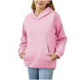 thumbnail image 1 of QQAMB Girls Sweatshirts Cotton Comfy Solid Color Fall Trendy Long Sleeve Pullover Sweatshirts with Pocket,4-5 Years, 1 of 7
