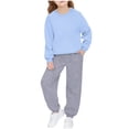 thumbnail image 1 of QQAMB Girls Tracksuit Cute Solid Color Soft Long Sleeve Pullover Top and Pant Sweatpants 2 Piece Sweatsuit, 1 of 8
