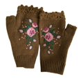 thumbnail image 1 of QQAMB Gloves for Women Embroidered Flower Knit Fingerless Winter Wool Texting Gloves Mittens Warm Fleece Lined, 1 of 3