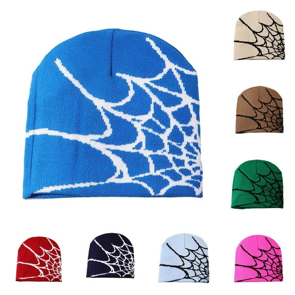QQAMB Gothic Spider Pattern Wool Acrylic Knitted Hat Women Beanie Winter Warm Beanies Men Casual Skullies Outdoor