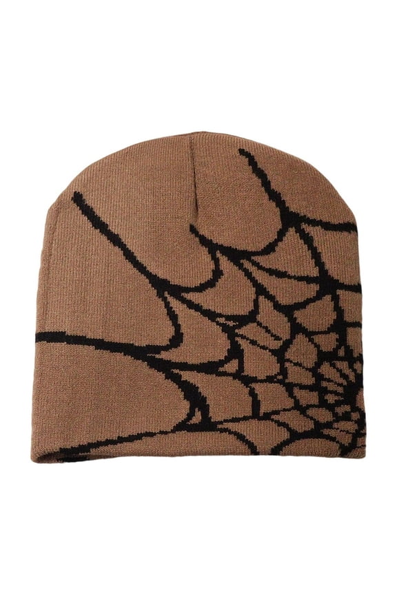 Gothic Spider Pattern Wool Acrylic Knitted Hat Women Beanie Winter Warm Beanies Men Casual Skullies Outdoor