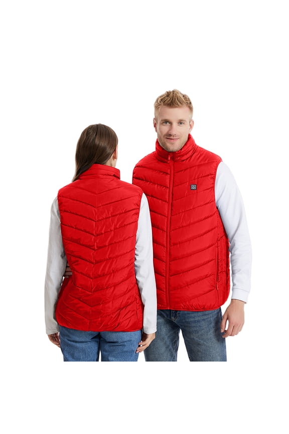 Heated Vest for Women Men Smart Controller Electric Heated Vests Heating Winter Warm Sleeveless Stand Collar Jacket Red 2XL