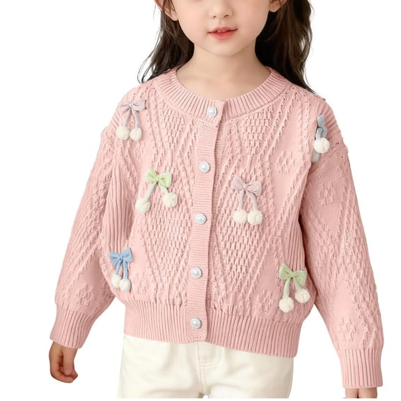 QQAMB Kids Baby Girls' Cardigan Sweaters Knitting Cotton Button Down Fall Winter Coats Outfits for Toddlers