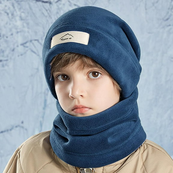 QQAMB Kids Earflap Beanie Hat and Scarf Set Winter Warm Fleece Lined Knit Cap Neck Warmer Gaiter for Boys Girls